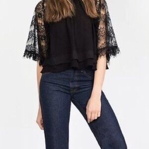 Zara Black Lace Blouse